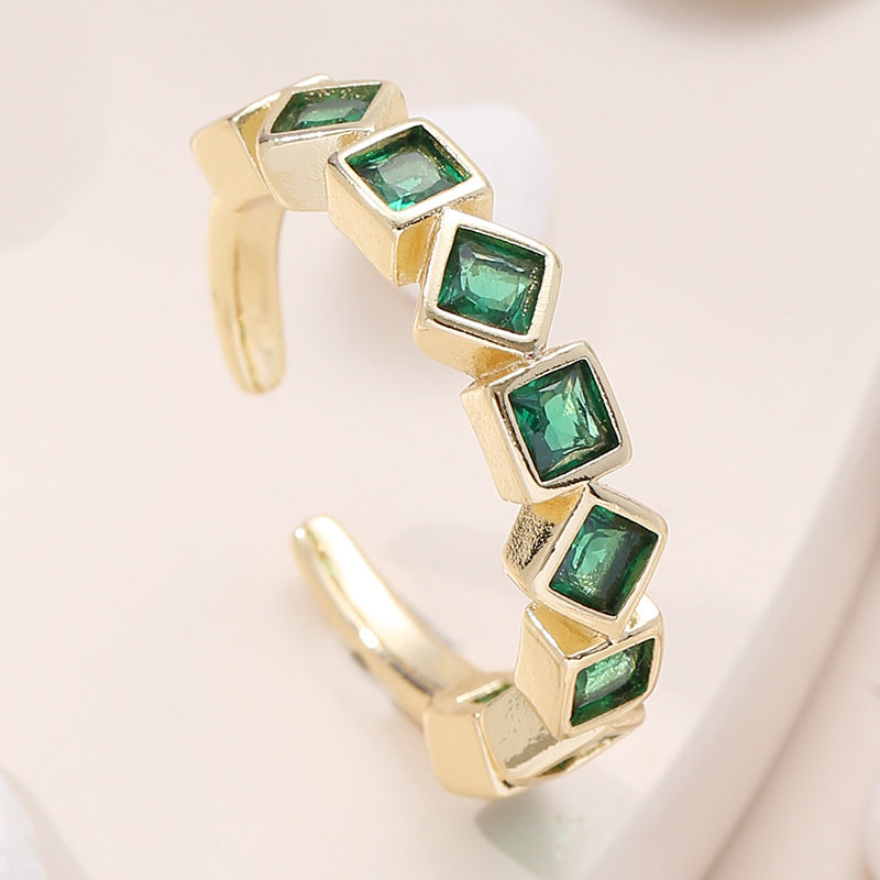 Venta al por mayor Anillos De Cobre Cuadrados Con Diamantes Chapados En Oro